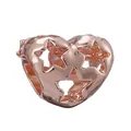 Abalorio de corazón oro rosa con recortes de estrellas para pulseras DIY - Especificación Normal / Corazón de Pentagrama Hueco (007) / Rosa oro