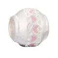 Silver bead charm featuring pink enamel hearts for DIY charm bracelets and jewelry - Pink Heart Round Ball Charm