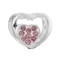 Silver barrel charm with double heart design and pink crystals for DIY bracelets - Double Heart (22)
