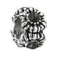 Antique silver charm bead with dark grey faceted crystals for DIY jewelry bracelets - Normal Specification / Grey Gemstone Vintage Relief Cylinder Bead (036) / Gray
