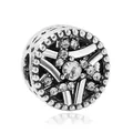Silver bead charm with radiant star design and pave-set sparkling crystals for DIY bracelet - Radiant Star Disc (13)
