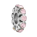 Silver bead charm with pink pavé crystals for DIY bracelets and jewelry making - Wheel Bead (23)