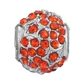 Silver bead charm with orange pave crystals and hollow star side pattern for DIY bracelets - Pave Orange Round Bead
