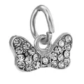 Silver bow pendant charm with pavé white zircons for DIY jewelry bracelets - Full Zirconia Bow