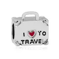 Silver suitcase charm with I Heart To Travel engraving for DIY charm bracelets - Travel Suitcase Style (14)
