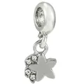 Silver star charm with sparkling crystals for DIY bracelet, polished finish design - Star Style (7)