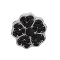Silver flower bead with black rhinestones and five-petal design for DIY jewelry making - Standard Spec / Black Five-petal Flower (2)