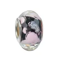 Pink faceted resin bead with silver heart pattern and LOVE engraving for DIY bracelets - Pink LOVE Heart Faceted Style
