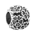 Oxidized S925 sterling silver daisy charm bead with relief floral design and vintage finish - 3D Relief Five-Petal Flower Ball Style (28)
