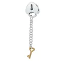 Silver and gold heart lock and key charm bead crafted in polished S925 sterling silver - Heart Lock Chain Key Pendant