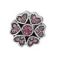Vintage silver flower charm with pink heart petals and central crystal stone - Standard Spec / Pink Heart Petal Flower (5)