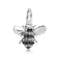 Silver bee charm pendant with black and clear crystals for DIY jewelry bracelets - Pave Rhinestone Bee (19)