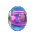 Blue and purple gradient resin charm bead with glitter and silver metal core for DIY bracelets - Blue Purple Gradient Starry Glitter Style