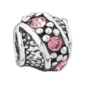 Vintage style barrel charm with pink faceted gemstone and silver granulation texture - Granulated Bead (29)