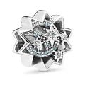 Octagonal star bead charm in silver metal with light blue and clear crystals for bracelets - Starry Sky Theme Octagonal Star Blue Gemstone Style (37) / Normal Specification / Silver