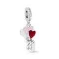Silver charm with colorful enamel heart balloons and miniature suitcase pendant - Triple Heart Balloons (21)