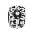 Retro S925 silver daisy flower bead with vintage oxidized finish for DIY bracelets - Stacked Petal Oxidized Antique Style (33)