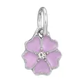 Pink enamel flower charm bead with centered sparkling crystal for DIY bracelets - Pink Flower Charm (36)