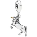 Silver unicorn charm with gold accent for DIY bead bracelets and necklaces - Silver Gold Contrast Unicorn Pendant