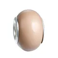 Pink resin charm bead with silver metal rings for DIY bracelet and jewelry making - Light Pink Oval Spherical Style