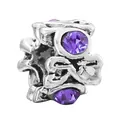 DIY purple crystal charm with silver hollow star pattern and dragonfly butterfly accents - Hollow Star Bead (37)