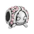 DIY silver ladybug charm with pink crystals for charm bracelets and jewelry - Ladybug (32)