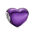 DIY heart charm bead in deep purple metallic finish for personalized charm bracelets - Glossy Purple Heart (23)
