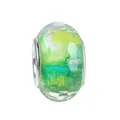 Faceted yellow and green resin charm bead with silver core for DIY bracelet - Yellow Green Interwoven Faceted Style