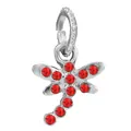 Silver dragonfly charm pendant with sparkling red crystals for DIY bracelets - Dragonfly Rhinestone Pendant