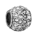 Sparkling silver charm bead encrusted with clear round pavé crystals for DIY bracelets - 039 / Normal Specification