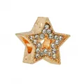 Golden star-shaped charm with sparkling white rhinestones for DIY charm bracelets - Gold Pave Star Spacer Bead