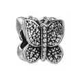 Oxidized s925 silver butterfly charm with textured wings for DIY jewelry bracelets - Butterfly Texture Oxidized Style (37)