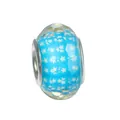 Faceted sky blue resin charm with white star patterns and silver metal core for bracelets - Sky Blue Star Faceted Style