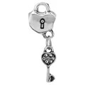 Silver lock and heart-shaped key pendant with sparkling crystal embellishments - Heart Lock and Key Set