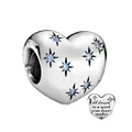 Silver heart charm with blue stones and 'A dream is a wish your heart makes' engraving - Dream Star Heart Engraved (26)