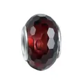 Wine red faceted crystal bead charm with silver metal frame for DIY jewelry bracelets - Wine Red Faceted Style