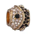 Golden cylinder charm with black and white rhinestones for DIY charm bracelets - Gold Black White Rhinestone Style (34)