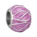 Silver bead charm with purple enamel flower petals and shimmering pearlescent finish - Purple Texture Bead (41)