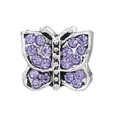 Silver butterfly charm with purple rhinestones for DIY bracelets and jewelry - Standard Spec / Purple Rhinestone Butterfly (13)