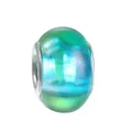 Iridescent aurora resin bead with silver metal core for DIY charm bracelets - Aurora Iridescent Large Hole Style
