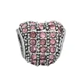 Silver heart charm with pink cubic zirconia crystals for DIY beaded bracelets - Standard Spec / Pink Pavé Heart (15)