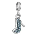 Ασημένιο charm γόβα με γαλάζια στρας για DIY βραχιόλια και κοσμήματα χειροτεχνίας - Πρότυπη Προδιαγραφή / Στυλ Γόβα με Μικροένθετο Μπλε Στρας (39)