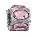 Silver bead charm with cutout frame and oval pink faceted gemstones for DIY bracelets - Oval Inset (39)