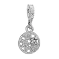 Silver openwork dragonfly and floral charm with white cubic zirconia accents for bracelets - 037 / Normal Specification