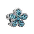 Silver bead charm with light blue rhinestones in a five-petal flower design for bracelets - Standard Spec / Light Blue Five-petal Flower (16)