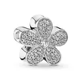 Silver flower charm with pavé crystals for DIY bracelets, featuring a five-petal floral design - Pave Five-petal Flower (31)