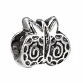 Vintage silver butterfly charm with hollow scrollwork for DIY bead bracelets - Vintage Textured Butterfly Bead (5) / Normal Specification
