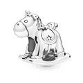 Polished silver rocking horse charm with embossed star detail for DIY bracelets - Normal Specification / Rocking Horse (005)