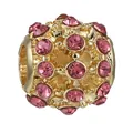 Golden hollow charm bead with pink crystals for DIY bracelets and necklaces - Normal Specification / Gold Pink Rhinestone Honeycomb Style (22)