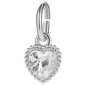 Silver vintage heart pendant with faceted clear zircon and beaded edge detailing - 019 / Normal Specification